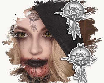 Bеla, Daniеla, Cаssаndra Dimitrеѕcu | Temporary Tattoos | Realistic | Forehead symbol | Cosplay | Costume | Halloween | 2 OR 4 TATTOOS