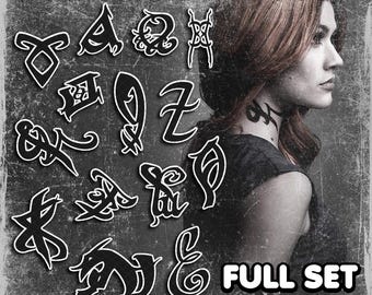 Temporary Tattoos | Realistic | Waterproof Fake Tattoo | Cosplay Accessory | Clary Runes | Halloween Costume | Con Prop | 14 TATTOOS