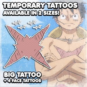 Monnik D. Luff | Tijdelijke tatoeages | Realistisch | Litteken | Cosplay | Kostuum | Neptattoo | Halloween | VOLLEDIGE MAAT + gezichtstatoeages