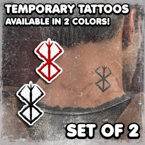 Tillfälliga tatueringar | Realistiska | Vattentäta falska tatueringar | Cosplay-tillbehör | Brand of Sacrifice | Halloweenkostym | Bedrägeri | SET OM 2