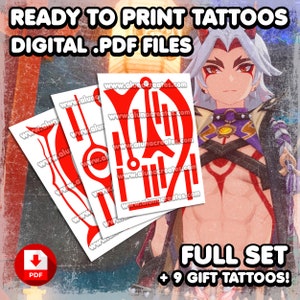 Tatouages numériques | Cosplay | Déguisements | Tatouages | Faux tatouage | Halloween | ENSEMBLE COMPLET | 15 TATOUAGES