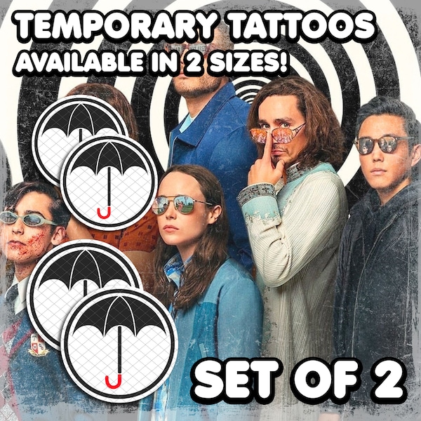 The Umbrella Academy | Temporary Tattoos | Realistic | Umbrella logo | Arm Tattoo | Cosplay | Costume | Tattoos | Halloween | 2 SIZES