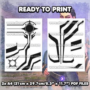 Puede incluir: Dos archivos PDF imprimibles, cada uno con una medida de 21 cm por 29,7 cm, que presentan dise&ntilde;os en blanco y negro. Los dise&ntilde;os son geom&eacute;tricos y abstractos, uno de ellos con un s&iacute;mbolo parecido a una br&uacute;jula.