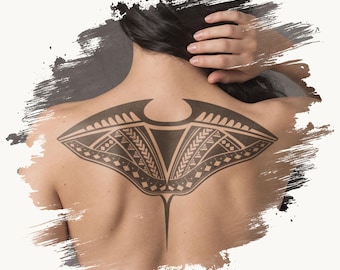 Temporary Tattoo | Realistic | Waterproof Fake Tattoos | Cosplay Accessory | Polynesian Symbol | Halloween Costume | Stingray Manta Ray