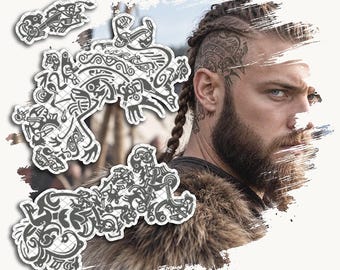 Temporary Tattoos | Realistic | Waterproof Fake Tattoo | Cosplay Accessory | Norse Pagan Warrior | Halloween Costume | Head Symbols