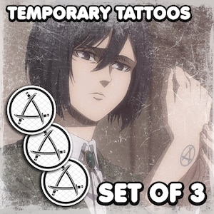 Mikаsа | Temporary Tattoos | Realistic | Clan Tattoo | Costume | Cosplay | Fake Tattoo | Tattoos | Waterproof | Halloween | SET OF 3
