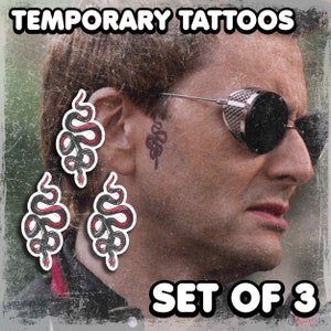 Crowley Temporary Tattoos Realistic Snake Tattoo Face Tattoo Cosplay Costume Tattoos Fake Tattoo Halloween SET OF 3 image 1