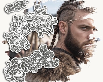 Temporary Tattoos | Realistic | Waterproof Fake Tattoo | Cosplay Accessory | Norse Pagan Warrior | Halloween Costume | Head Symbols