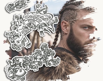 Temporary Tattoos | Realistic | Waterproof Fake Tattoo | Cosplay Accessory | Norse Pagan Warrior | Halloween Costume | Head Symbols