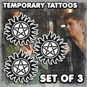 Supernаturаl | Temporary Tattoos | Realistic | Cosplay | Costume | Tattoos | Fake Tattoo | Transfer Tattoo | Halloween | SET OF 3