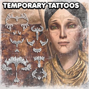 Tatouage Temporaire | Réaliste | Faux Tatouages Imperméables | Accessoire de Cosplay | Vallaslin DA | Costume d’Halloween | TAILLE COMPLÈTE