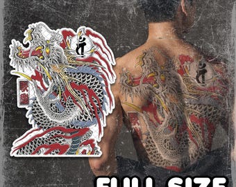 Temporäres Tattoo | Realistisch | Wasserdichte Fake Tattoos | Cosplay Accessoire | Drachen Ganzer Rücken | Halloween Kostüm | VOLLE GRÖSSE