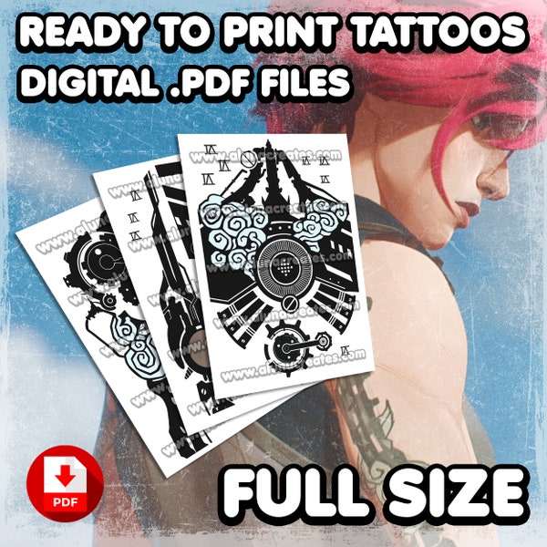 Vi I Digital Tattoos I FULL SET | Vi Cosplay | Costume | Fake Tattoo | Halloween | Transfer Tattoo | Sprocket