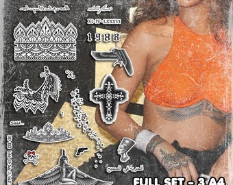 Temporary Tattoos | Realistic | Waterproof Fake Tattoo | Cosplay Accessory | Riri | Celebrity | Halloween Costume | Party | FULL SET
