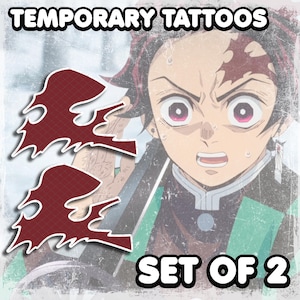 Tanjiro / Tatuajes temporales / Realistas / Tatuajes de cicatriz / Cosplay / Disfraz / Tatuajes / Tatuaje falso / Halloween / Resistente al agua / Juego de 2