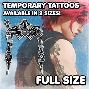 Vi | Temporary Tattoos | Realistic | Vi Cosplay | Costume | Fake Tattoo | Halloween | Transfer Tattoo | Sprocket | Back Tattoo | FULL SET
