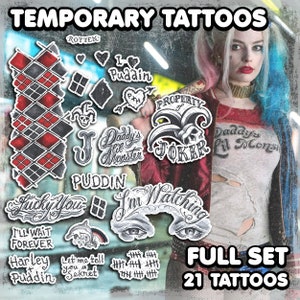 Hаrlеy Quinn SS | Temporary Tattoos | Realistic | Cosplay | Costume | Fake Tattoo | Halloween | Full Set | 21 Tattoos + GIFTS!!