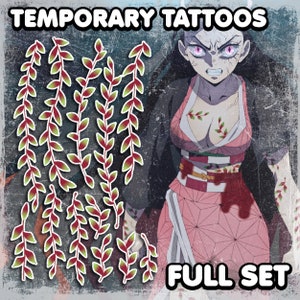 Nеzukо | Temporary Tattoos | Realistic | Leaf Tattoo | Cosplay | Costume | Tattoos | Fake Tattoo | Waterproof | Halloween | FULL SET