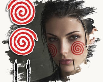 Temporary Tattoos | Realistic | Waterproof Fake Tattoo | Cosplay Accessory | Horror Movie | Halloween Costume | Puppet Face Symbols