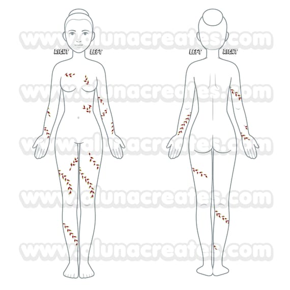 Female blank tattoo body template