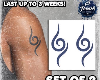 Semi-Permanent Tattoos | Realistic | Waterproof Fake Jagua Tattoo | Cosplay Accessory | Arm Swirl | Halloween Costume | Con Prop | SET OF 2