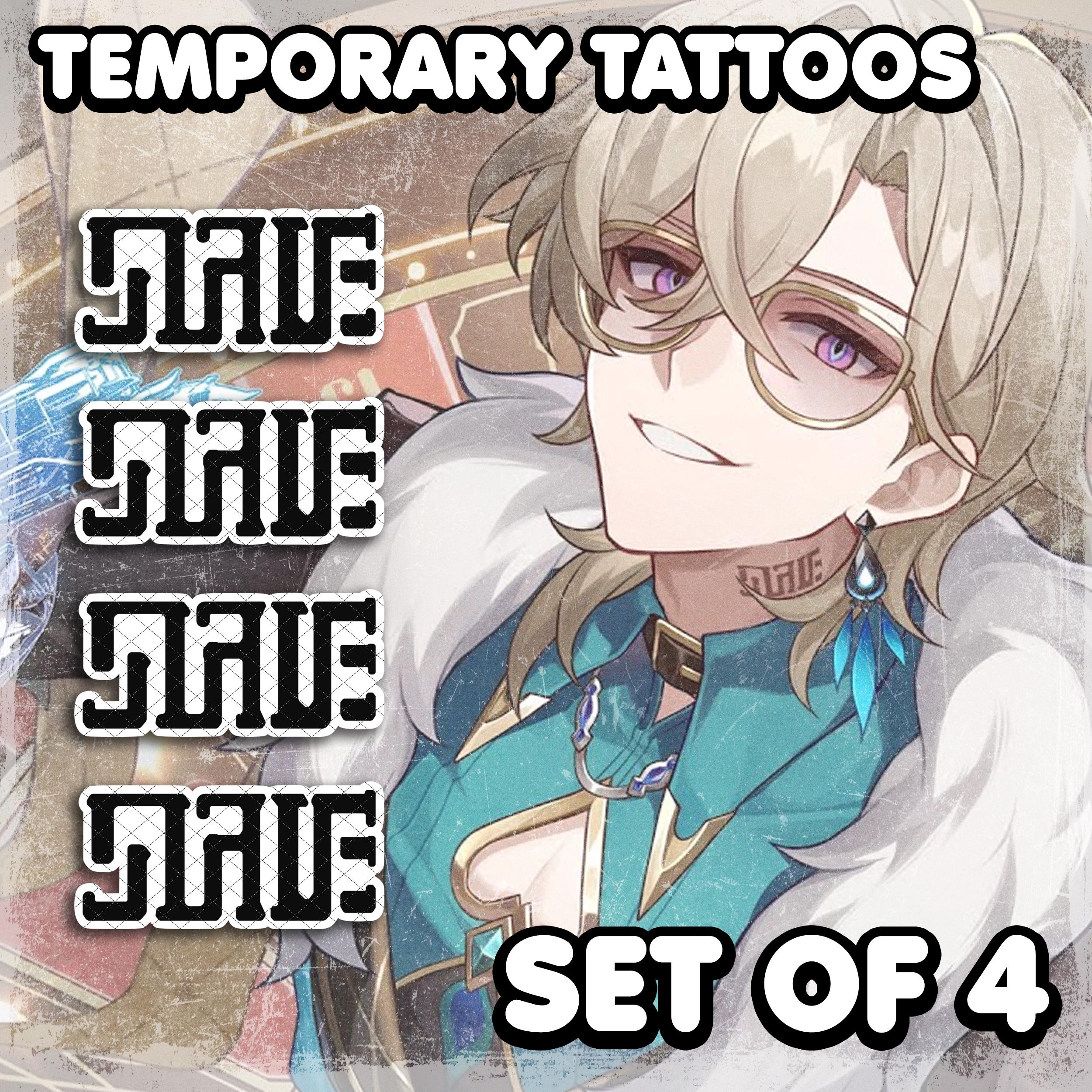 Аvеnturinе | Temporary Tattoos | Realistic | Neck Tattoo | Cosplay | Costume | Tattoos | Fake Tattoo | Halloween | SET OF 4