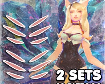 Аhri | Temporary Tattoos | Realistic | Face Tattoos | Cosplay | Costume | Tattoos | Fake Tattoo | Halloween | 2 SETS