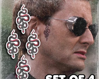 Crowley | Temporary Tattoos | Realistic | Snake Tattoo | Face Tattoo | Cosplay | Costume | Tattoos | Fake Tattoo | Halloween | SET OF 4