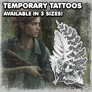 Tatuajes Temporales | Realistas | Tatuaje Falso Resistente al Agua | Cosplay | Disfraz Halloween | Helecho Polilla | Ellie | TAMAÑO COMPLETO