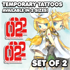 Rin / Lеn | Temporary Tattoos | Realistic | 02 Tattoo | Arm Tattoo | Cosplay | Costume | Tattoos | Fake Tattoo | Halloween | SET OF 2