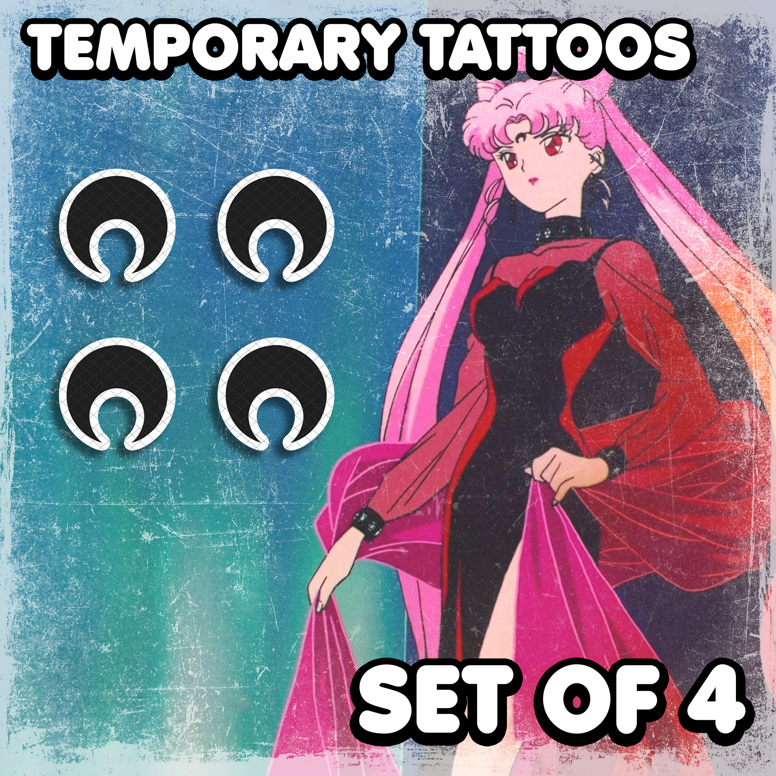 Dame noire | Tatouages temporaires | Réaliste | Cosplay | Déguisements | Tatouages | Faux tatouage | Imperméable | Halloween | LOT DE 4