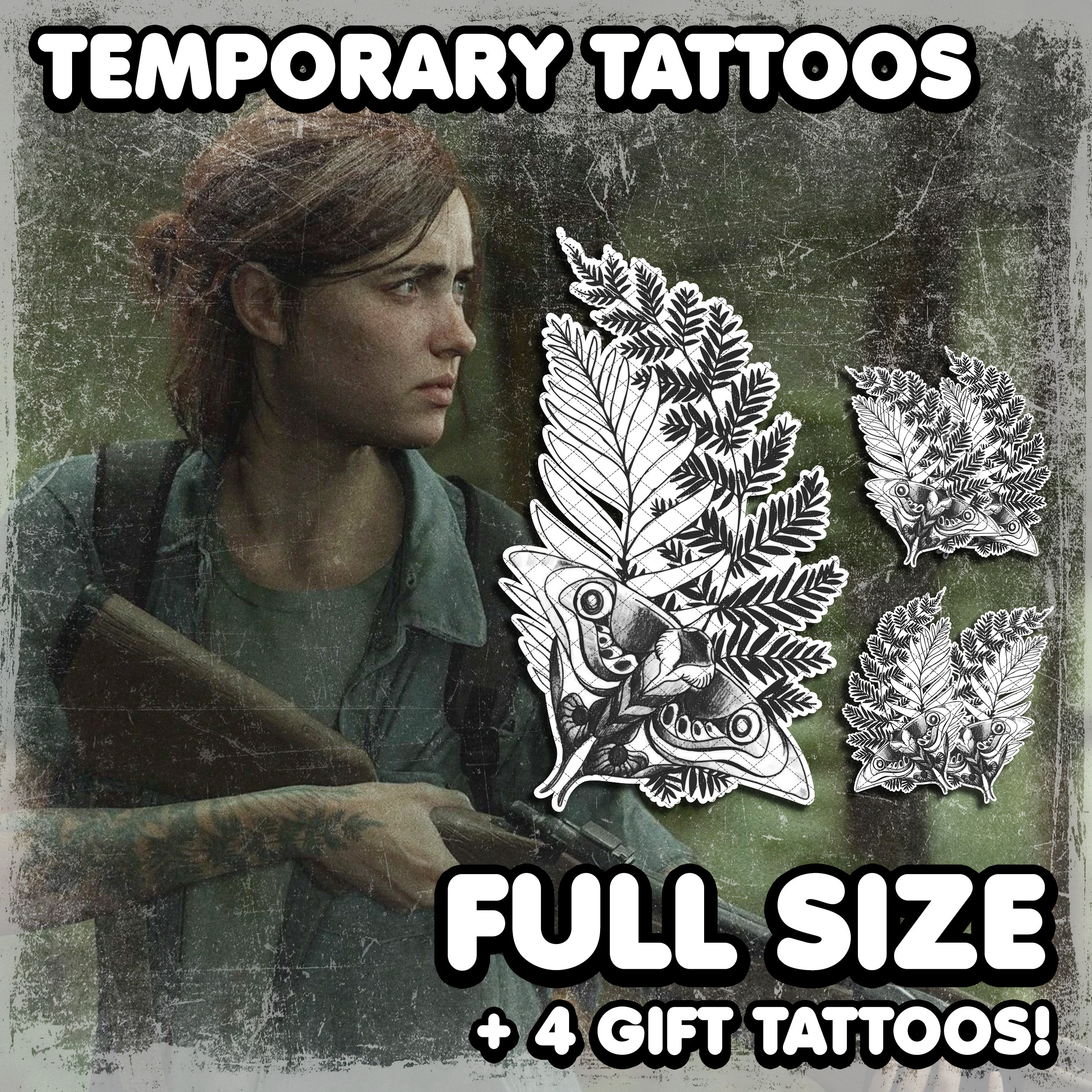 Ellie Temporary Tattoo 4 BONUS TATTOOS 