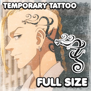 Draken / Mikey | Tijdelijke tattoo | Realistisch | Hoofdtattoo | Cosplay | Kostuum | Tatoeages | Neptattoo | Tattoo overzetten | Halloween