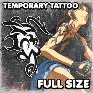 Revy | Temporäres Tattoo | Realistisch | Revy Cosplay | Kostüm | Fake Tattoo | Halloween | Aufbügeltattoo | GRÖSSE