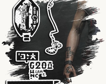 Temporary Tattoos | Realistic | Waterproof Fake Tattoo | Cosplay Accessory | Halloween Costume | Johnny | Cyberpunk | 3 TATTOOS
