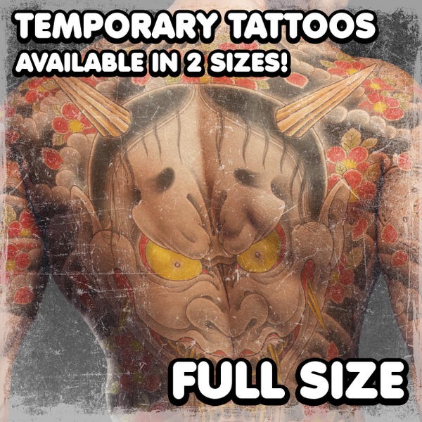 Tatuajes temporales | Realistas | Tatuaje falso impermeable | Accesorio cosplay | Demonio en toda espalda | Disfraz Halloween | SET COMPLETO