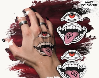 Temporary Tattoos | Realistic | Waterproof Fake Tattoo | Cosplay Accessory | Anime Character | Halloween Costume | Con Prop | Hand Mouths