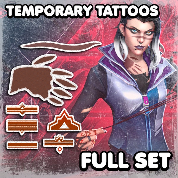 Fade | Temporary Tattoos | Realistic | Neck Hand Face Tattoos | Cosplay | Costume | Tattoo | Fake Tattoo | Waterproof | Halloween | FULL SET