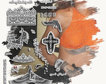 Temporary Tattoos | Realistic | Waterproof Fake Tattoo | Cosplay Accessory | Riri | Celebrity | Halloween Costume | Party | FULL SET