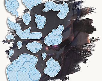 Temporary Tattoos | Realistic | Waterproof Fake Tattoo | Cosplay Accessory | Halloween Costume | Jinx | Clouds | FULL SET | 14 TATTOOS