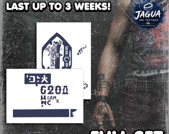 Semi-Permanent Tattoos | Realistic | Waterproof Fake Jagua Tattoo | Cosplay | Johnny | Cyberpunk | Long Lasting | 3 TATTOOS