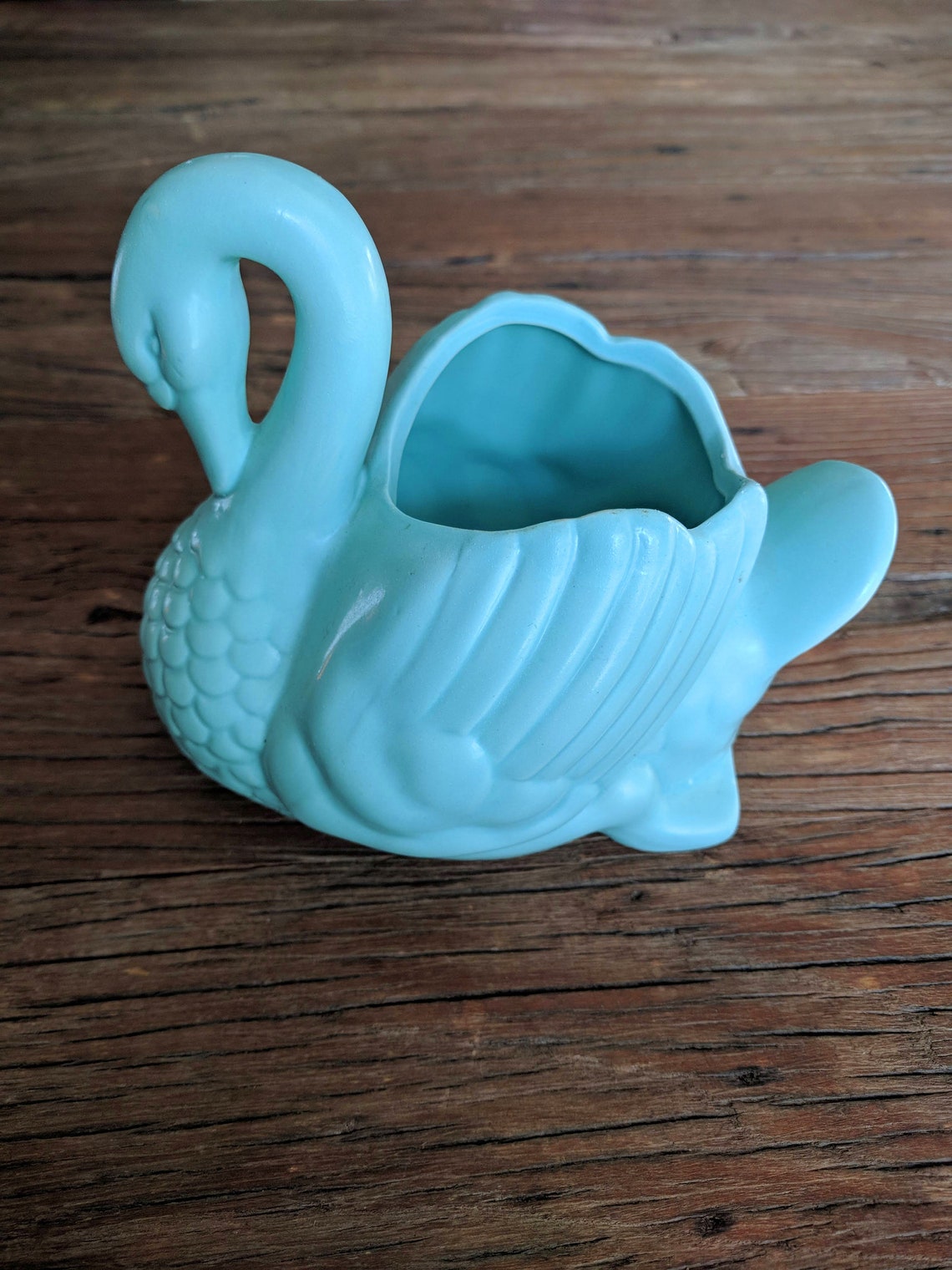 Vintage Robin's Egg Blue Swan Planter/desk Pot/bud Vase Etsy