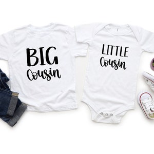 Big Cousin, Little Cousin, Matching Bodysuit and T-shirt,  Pregnancy Announcement