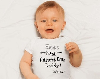 Happy First Father's Day Baby Bodysuit, Father's Day Gift, Personalized Gift for Dad