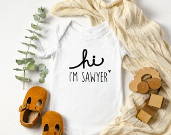 Baby Name Announcement, Hi I'm [Custom Name], Coming Home Baby Bodysuit, One Piece