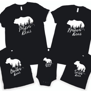 Bear Family Matching Tees, Mama Bear T-shirt, Papa Bear Shirt, Baby Bear Bodysuit