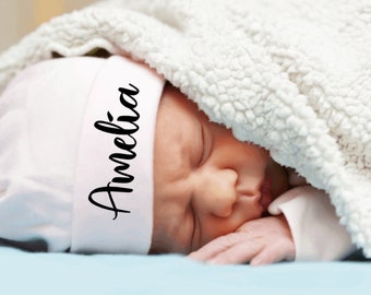 Bonnet personnalisé prénom bébé/bonnet nouveau-né/ bonnet bébé noueux/ Rentrer à la maison/ souvenir