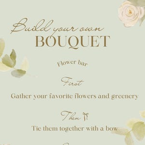 Flower Bar Sign, Downloadable Bouquet Bar Printable, PDF Build your Own Bouquet Bar Sign