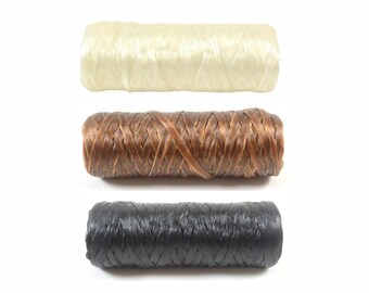 PACKUNG von 3 - Braun, Weiß, Schwarz Kulay Bobbin Künstliche Hirsch Sinew Gewachste Flache Poly Faden, 60 Yards Insgesamt, 5 Ply, 70-Pfund-Test