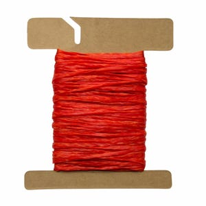 Kulay Red Orange Artificial Sinew Waxed Flat Polyester Thread, Sinue, 20 yards